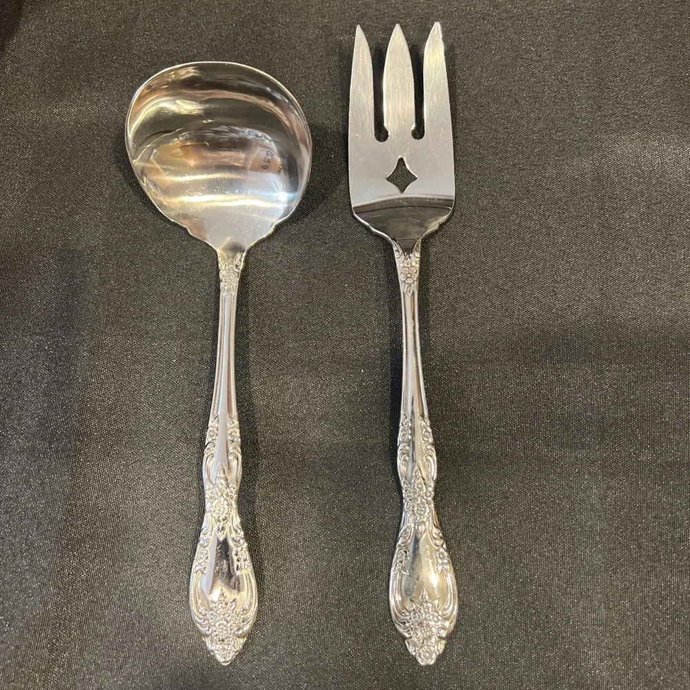 Oneida Profile  GALVESTON  Stainless Flatwear  2pc Gravy Ladle‎ & Serving Fork